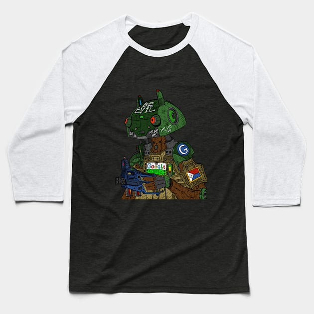 android robot. scifi google killer bot. hand drawn illustration. Baseball T-Shirt by JJadx